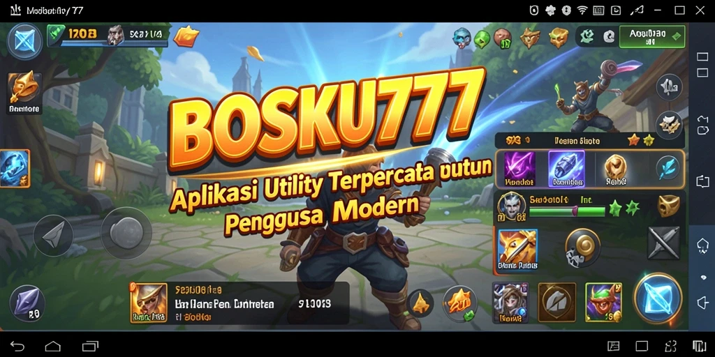 Tampilan utama aplikasi BOSKU777 dengan fitur-fitur Utility.
