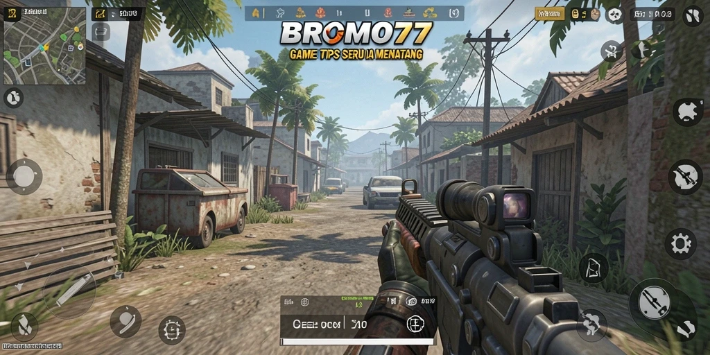 Tangkapan layar gameplay BROMO77 menunjukkan aksi menegangkan di medan perang.