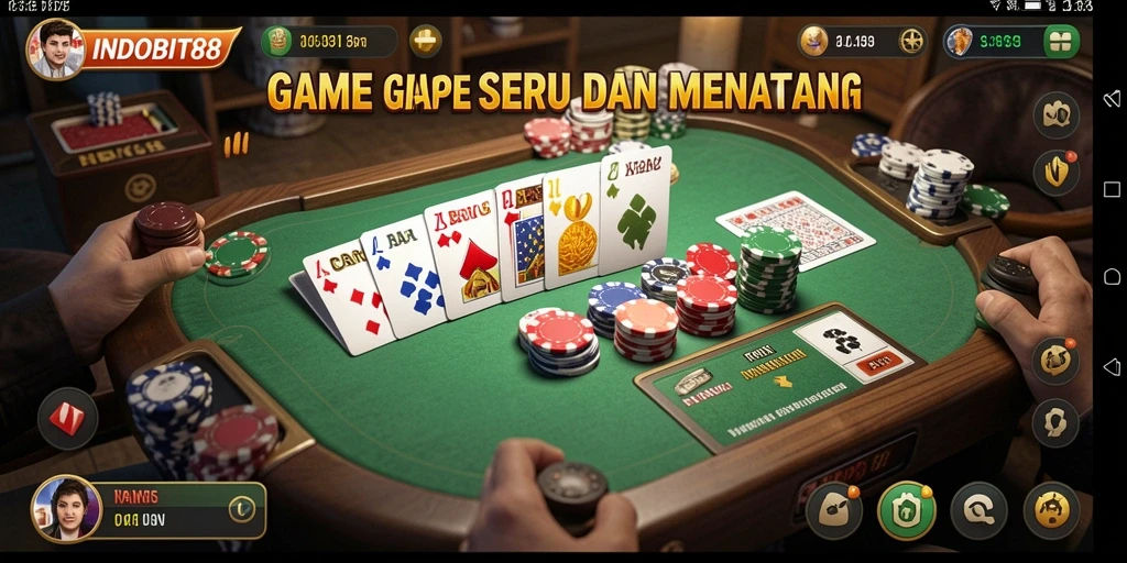 Gameplay seru Gaple di INDOBIT88 dengan teman-teman.