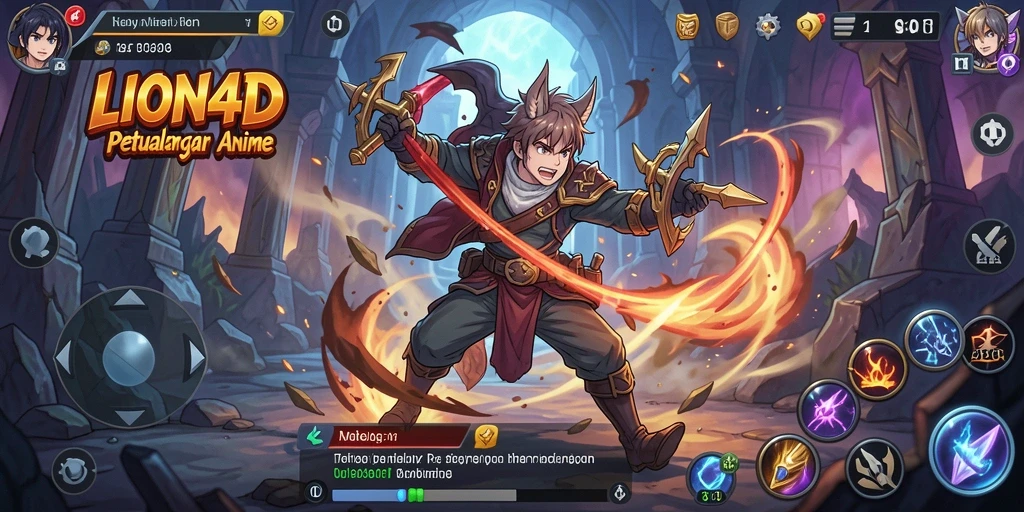 Screenshot utama LION4D menampilkan aksi karakter dalam dunia Anime.