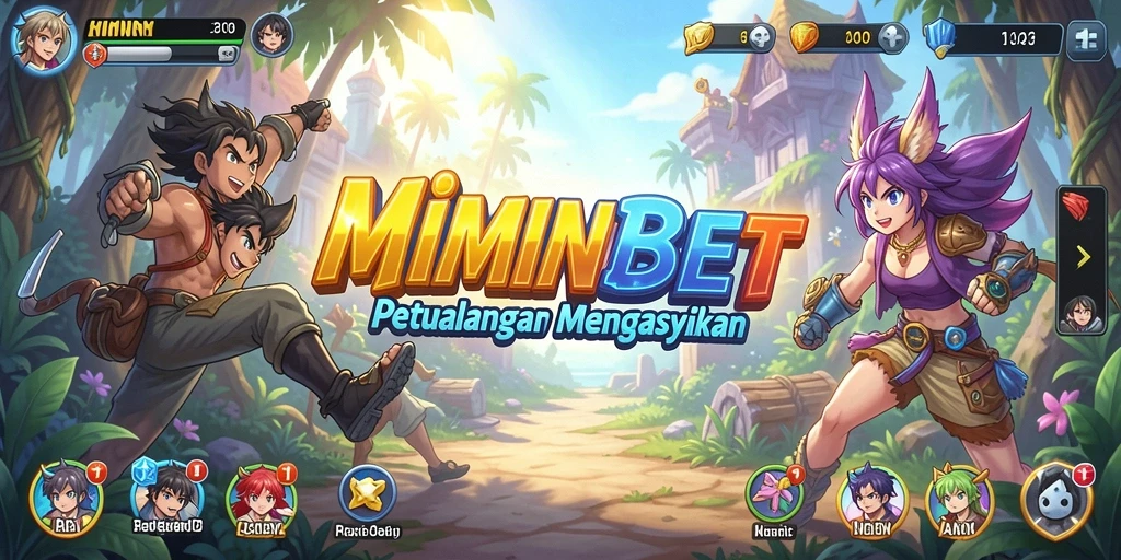 Tampilan gameplay seru dari MIMINBET dengan karakter anime.