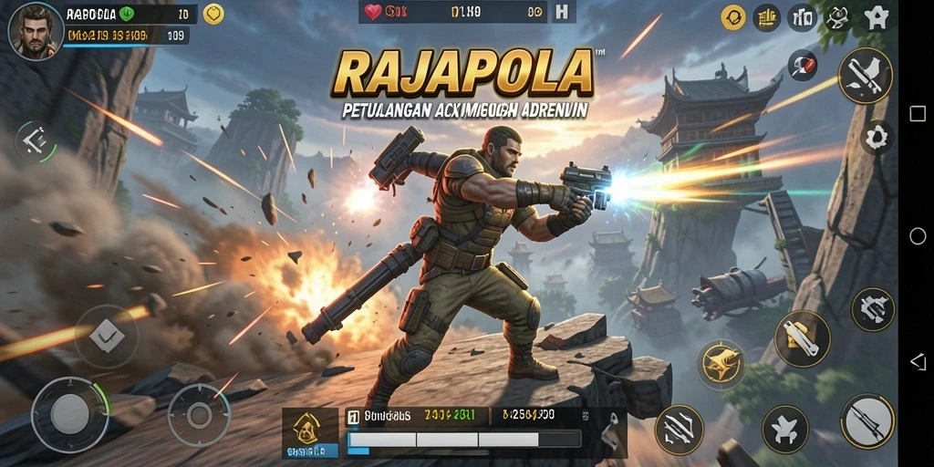 Tangkapan layar gameplay RAJAPOLA yang penuh aksi.