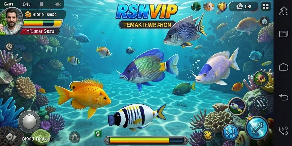 Screenshot gameplay RSNVIP menampilkan aksi menembak ikan yang seru.