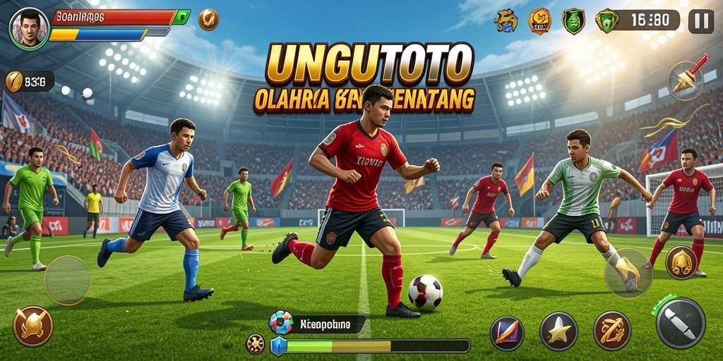 Tangkapan layar utama UNGUTOTO menampilkan aksi seru dalam pertandingan olahraga.