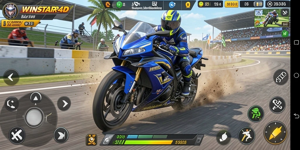 Gameplay menegangkan dari balapan motor di WINSTAR4D.